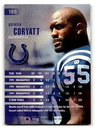 Quentin Coryatt football card featuring Quentin Coryatt Indianapolis Colts player image