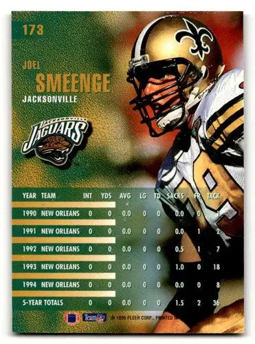 Original gloss football player card of Joel Smeenge Jacksonville Jaguars 1995 Fleer #173