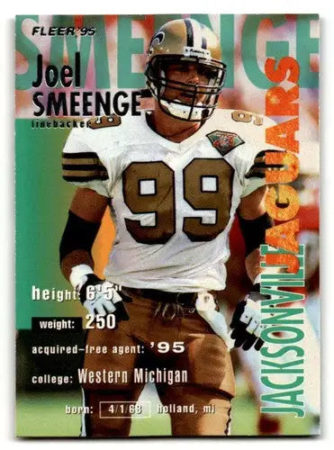 Original gloss Joel Smeenge Jacksonville Jaguars football card 1995 Fleer #173