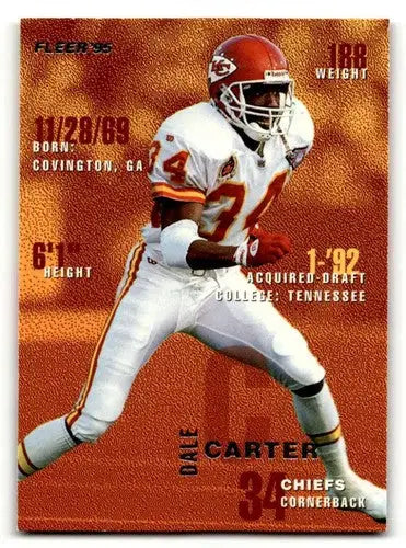 Original gloss Dale Carter Kansas City Chiefs football card from 1995 Fleer NM