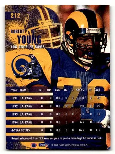 Original gloss Robert Young Rams football card from 1995 Fleer #212 Louis Rams football