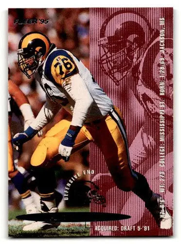 Original gloss 1995 Fleer Robert Young Rams football trading card in near mint condition