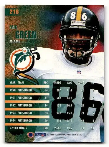 Eric Green Miami football card from 1995 Fleer Miami Dolphins football collection