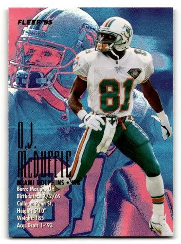 D.J. McDuffie Miami Dolphins football card from 1995 Fleer #223 showcasing Miami Dolphins star