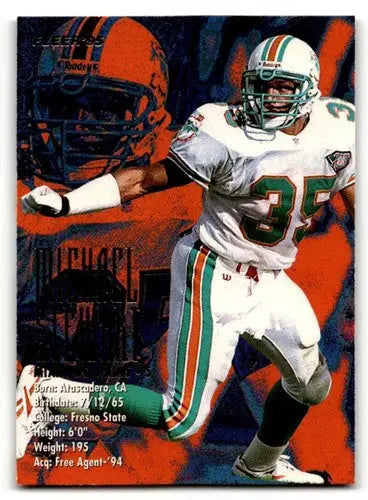 Football player in Miami Dolphins uniform, Michael Stewart Miami Dolphins football card