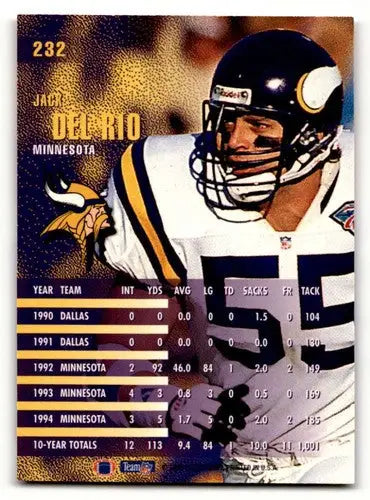 Jack Del Rio football card from 1995 Fleer #232 featuring Minnesota Vikings player