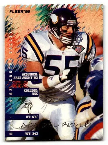 Jack Del Rio football card from 1995 Fleer Minnesota Vikings NM collectible