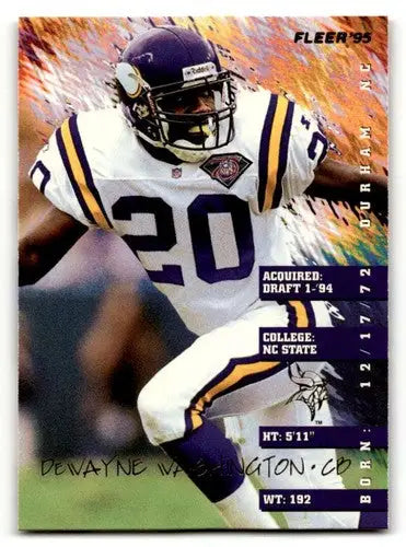 Dewayne Washington Minnesota Vikings football card from 1995 Fleer series