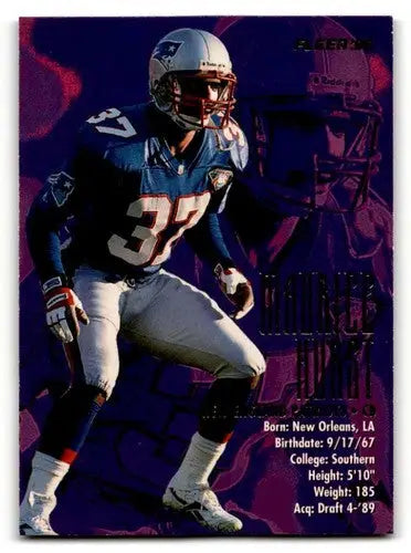 Football trading card featuring Maurice Hurst from the 1995 Fleer Patriots football cards series