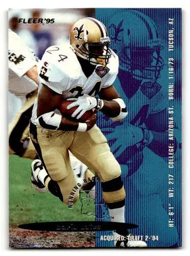 Football trading card of Mario Bates from 1995 Fleer Orleans Saints football collection