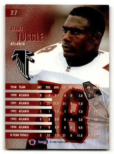 Original gloss Jessie Tuggle Atlanta football card in Tuggle Atlanta Falcons 1995 Fleer set