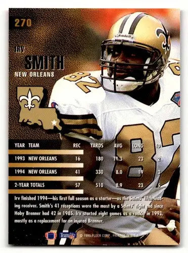 Irv Smith 1995 Fleer NFL football card featuring New Orleans Saints player