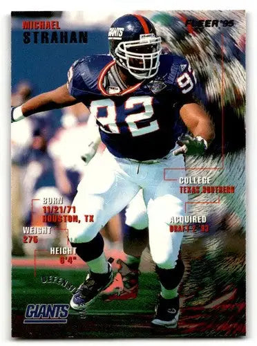 Original gloss Michael Strahan Giants football card from 1995 Fleer NM Ne
