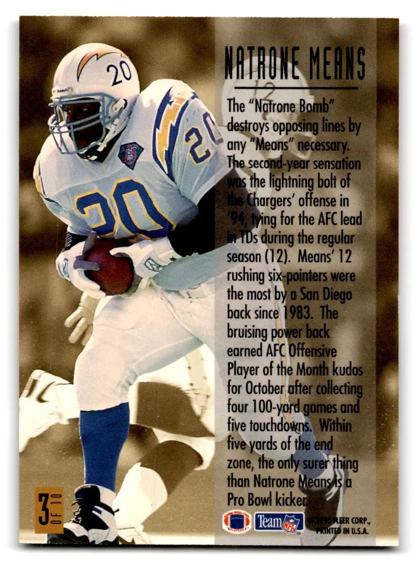 1995 Fleer #3 Natrone Means TD Sensations - Football Card Single
