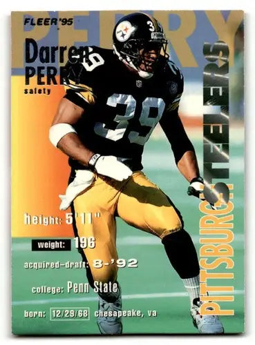 1995 Fleer Darren Perry Pittsburgh Steelers football card, safety for the Pittsburgh Steelers