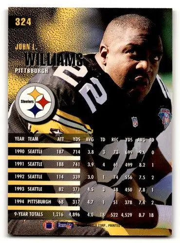 Original gloss John L Williams Pittsburgh Steelers football card from 1995 Fleer series