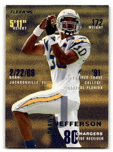 Original gloss Shawn Jefferson San Diego Chargers football card in 1995 Fleer #332