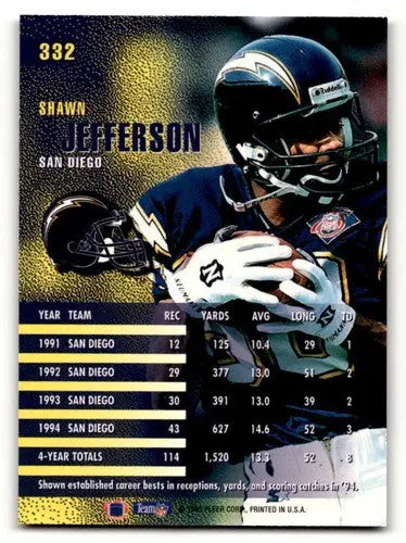 Original gloss Shawn Jefferson San Diego Chargers football card from 1995 Fleer NM
