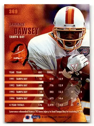 1995 Fleer Lawrence Dawsey Tampa Bay Buccaneers football card featuring Dawsey Tampa Bay player
