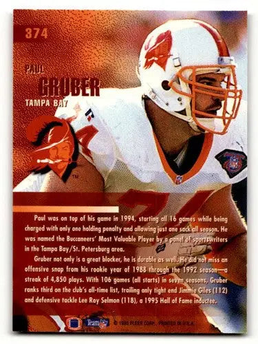1995 Fleer #374 Paul Gruber Tampa Bay Buccaneers Football Cards NM N ID:57378 - Football Card Single