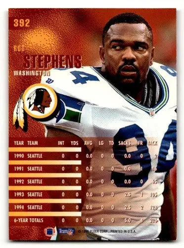 Rod Stephens Washington football card from 1995 Fleer #392 featuring Stephens Washington Redskins