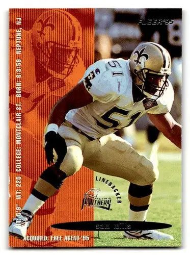 Original gloss football trading card of Sam Mills Carolina Panthers NM Near MI