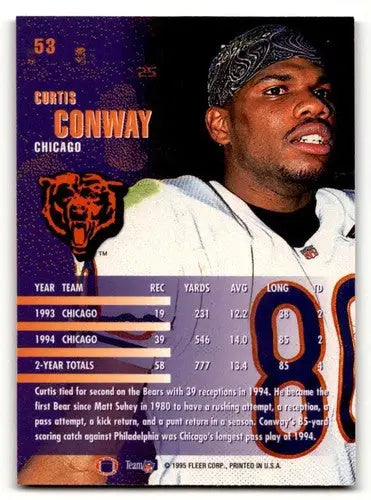 Original gloss Curtis Conway Chicago Bears football card in 1995 Fleer NM near mint