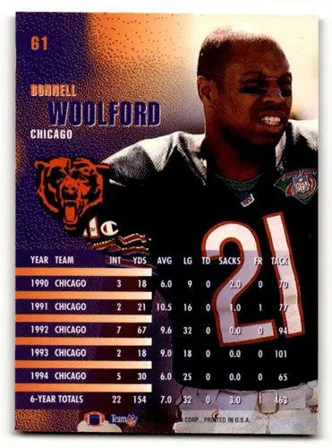 Original gloss Donnell Woolford Chicago football card featuring Woolford Chicago Bears image