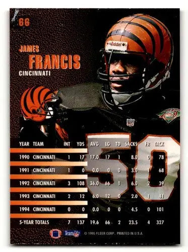 James Francis Cincinnati Bengals football card from 1995 Fleer series