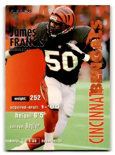 James Francis Cincinnati Bengals football card from 1995 Fleer product showcasing James Francis