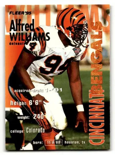 Original gloss Alfred Williams Cincinnati Bengals football card from 1995 Fleer series