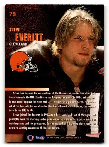 Original gloss Steve Everitt Cleveland football card from 1995 Fleer #79 featuring Everitt Cleveland Browns