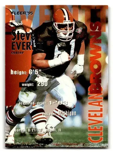 Original gloss Steve Everitt Cleveland football card from 1995 Fleer #79 with Everitt Cleveland Browns