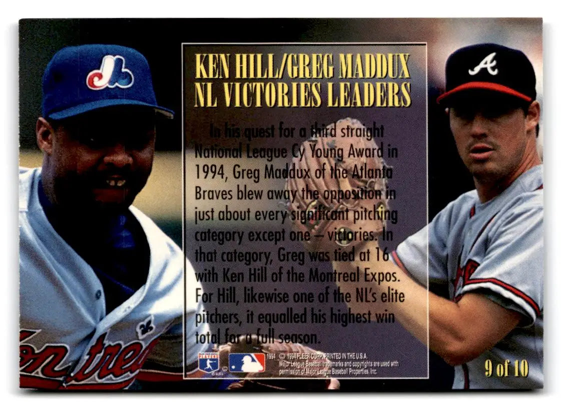 1995 Fleer #9 Greg Maddux / Ken Hill League Leaders - Baseball Card Single