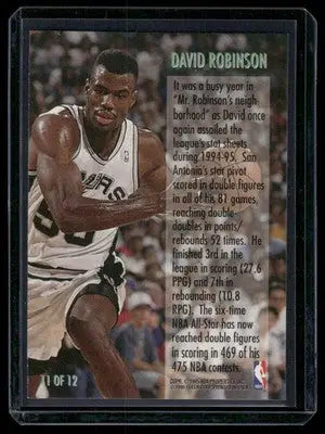 1995 Fleer Double Doubles David Robinson #1 OF 12 Basketball - Basketball Card Single
