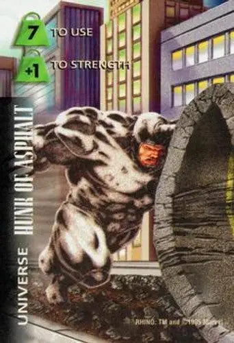 1995 Fleer Marvel Overpower #NNO Rhino - Hunk of Asphalt NM Near Mint ID:6685 - Marvel Card Single