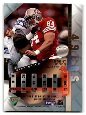 Brent Jones Fleer Metal trading card from 1995 featuring a striking design