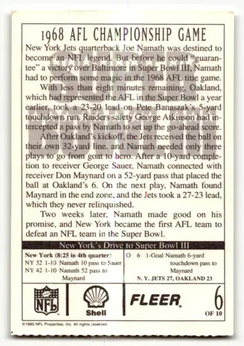 Vintage Fleer Shell AFL Championship Game trading card featuring 1968 AFL Championship matchup