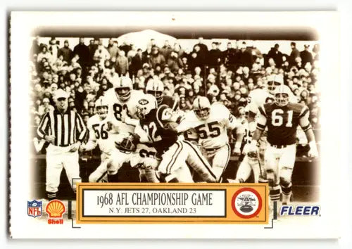Vintage black and white football trading card of AFL Championship Game from Fleer Shell series