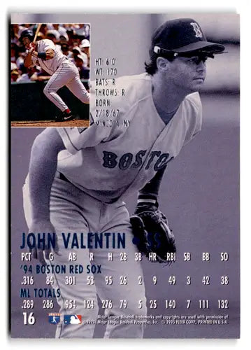 Original gloss Fleer Ultra John Valentin baseball card from 1995 Fleer Ultra Series