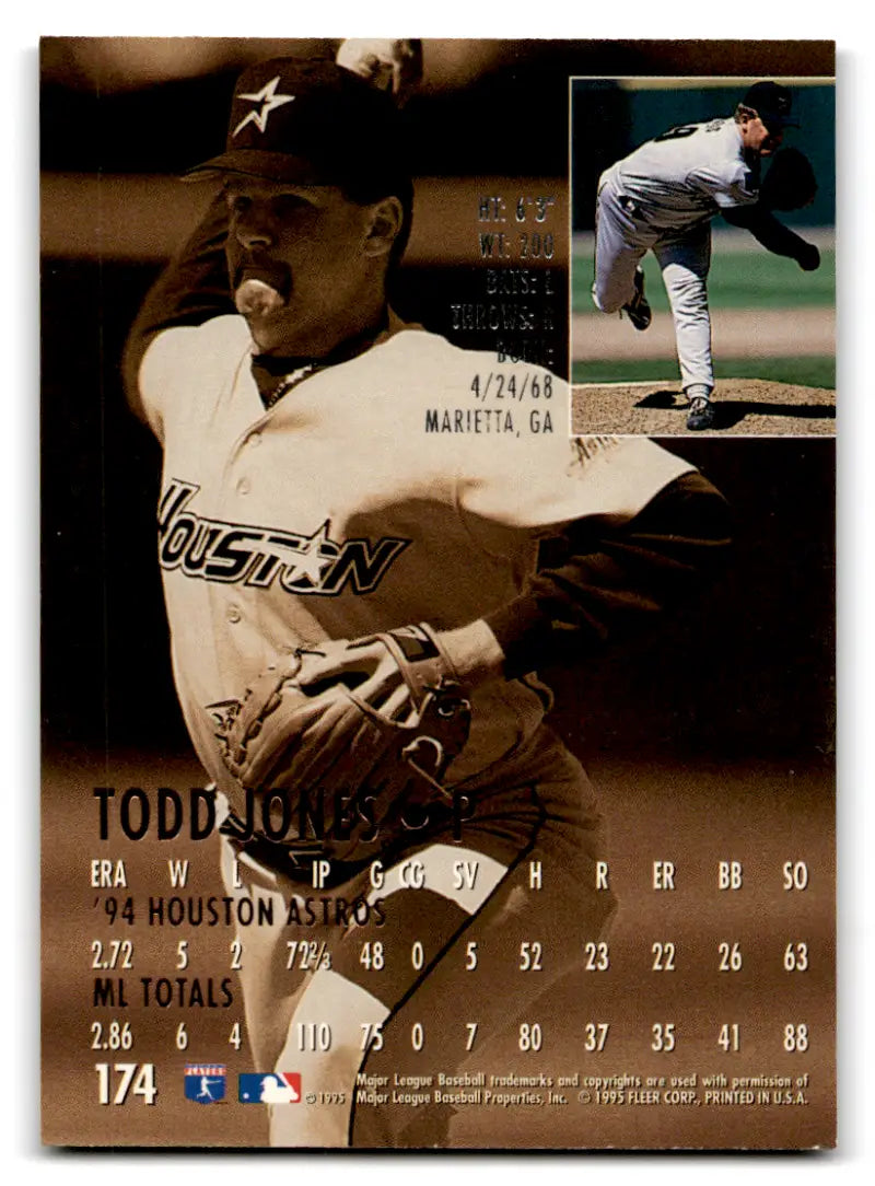 1995 Fleer Ultra #174 Todd Jones EX/NM Astros ID:72194 - Baseball Card Single