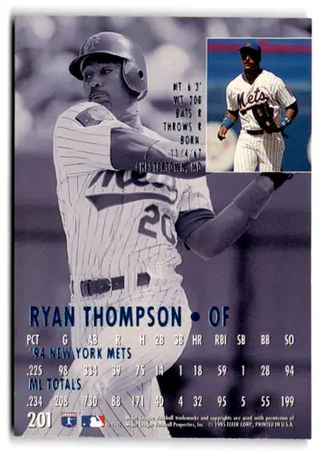 Fleer Ultra Ryan Thompson baseball card with original gloss from 1995 Mets product