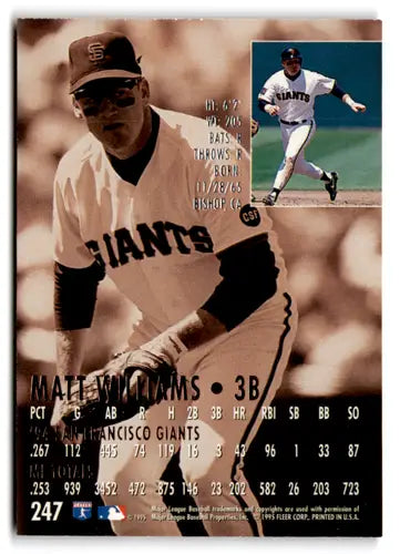 Fleer Ultra Matt Williams baseball card with original gloss from 1995 Fleer Ultra series