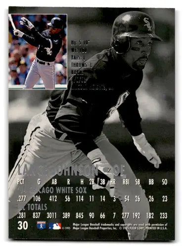 Fleer Ultra Lance Johnson White Sox baseball card from 1995 Fleer Ultra series
