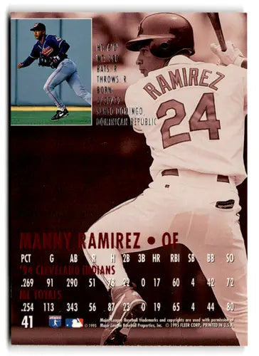 1995 Fleer Ultra #41 Manny Ramirez NM-MT Indians ID:81203 - Baseball Card Single