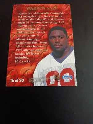1995 Fleer Ultra - First Rounder Warren Sapp #16 of 20 (RC). Tampa Bay. NRMT+