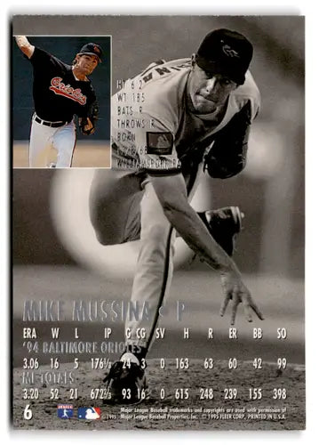 Original gloss baseball card featuring Mike Mussina from Fleer Ultra Gold Medallion