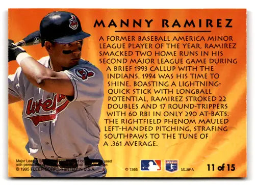 1995 Fleer Ultra Second Year Standouts Gold Medallion #11 Manny Ramirez ID:76762 - Baseball Card Single