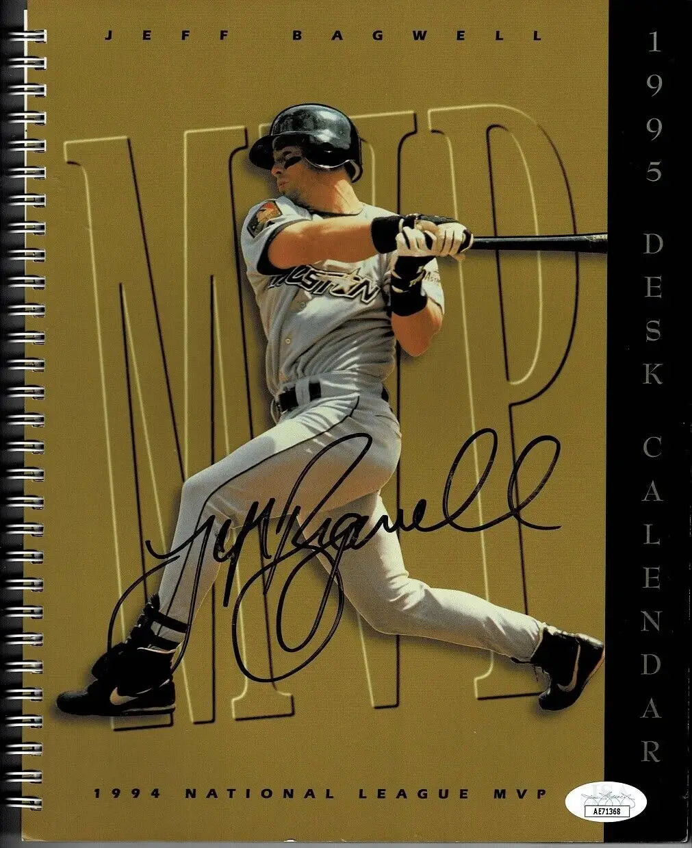 1995 Jeff Bagwell MVP signed desk calendar featuring Houston Astros memorabilia
