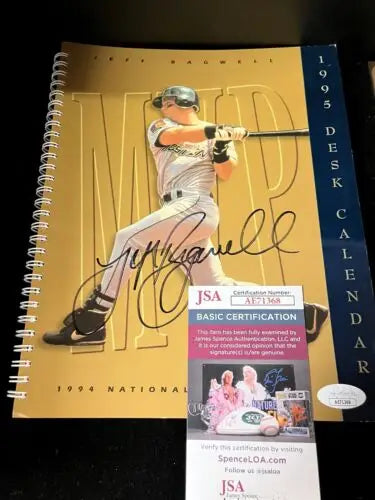 Signed Jeff Bagwell MVP Desk Calendar for Houston Astros fans with JSA COA